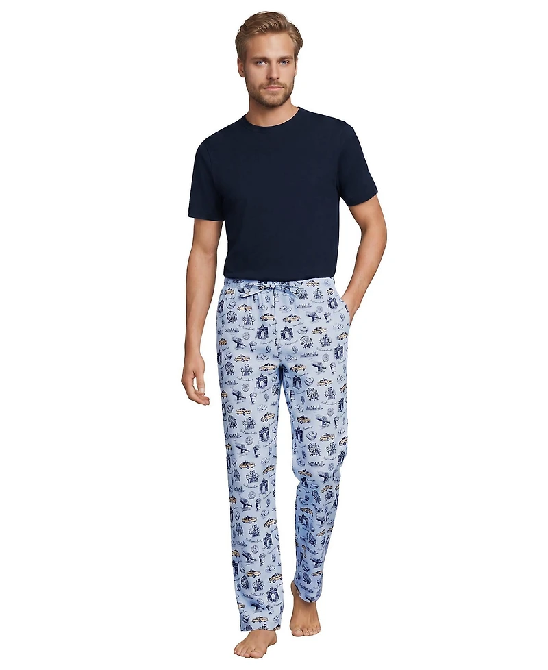 Lands' End Men's Short Sleeve Essential Knit Tee and Poplin Pant Set