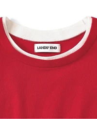 Lands' End Women's Double Trim Cotton Crew Neck Sweater
