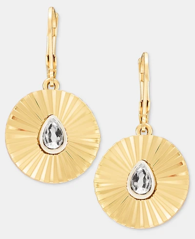Anne Klein Crystal Radial Textured Drop Earrings
