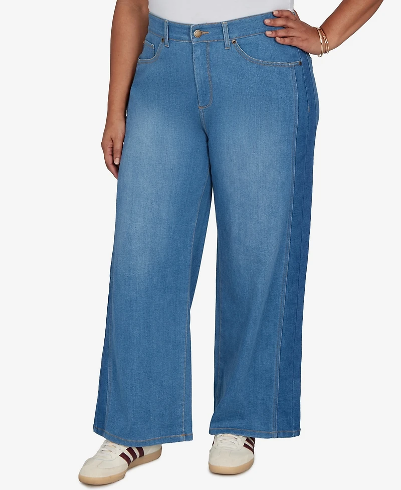 Ruby Rd. Plus Two-Tone Wide Leg Denim Jean