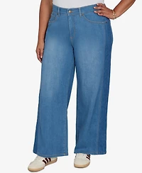 Ruby Rd. Plus Two-Tone Wide Leg Denim Jean