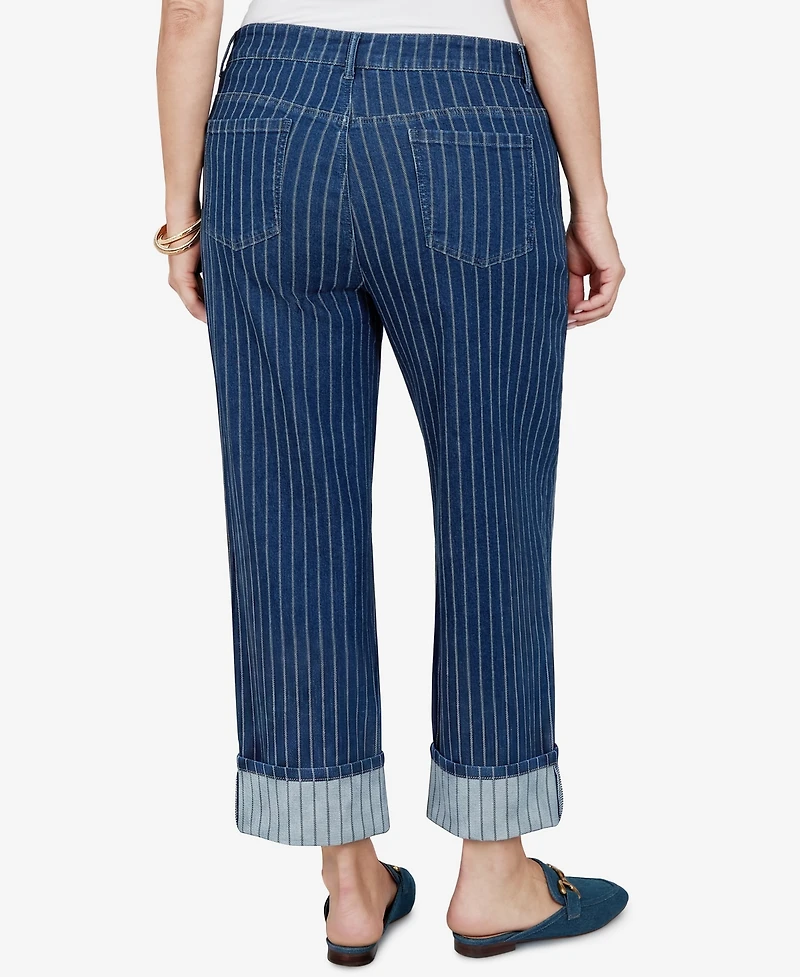 Ruby Rd. Plus Pinstripe Wide Cuff Denim Jean