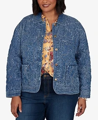 Ruby Rd. Plus Quilted Floral Denim Jacket