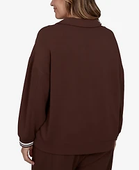 Ruby Rd. Plus Stripe Trim Drawstring Pullover Top