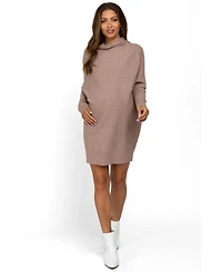 Pinkblush Women's Taupe Funnel Neck Dolman Sleeve Mini Dress