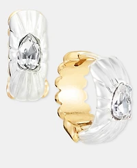 Anne Klein Small Crystal Reversible Hoop Earrings, 0.6"