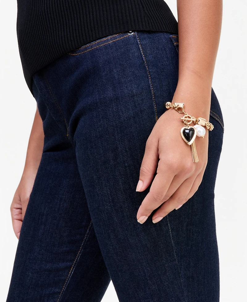 I.n.c. International Concepts Heart, Imitation Pearl & Chain Tassel Flex Bracelet, Macy's Exclusive