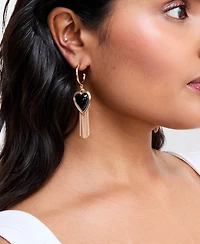 I.n.c. International Concepts Heart & Chain Tassel Charm Hoop Earrings, Macy's Exclusive