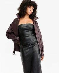Bar Iii Women's Strapless Faux-Leather Midi Dress, Macy's Exclusive