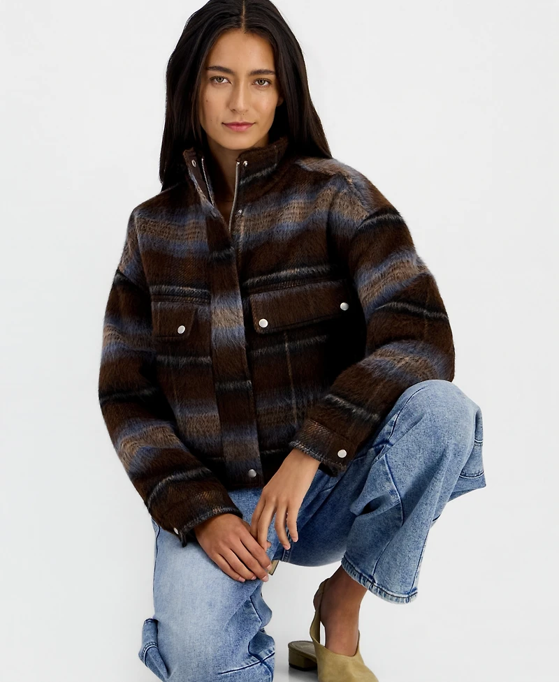 And Now This Women's Plaid Corduroy Bomber Jacket, Macy's Exclusive