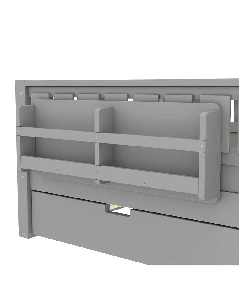 Streamdale Furniture Twin Bed with Bookshelves, Staircase, Safety Rails