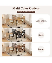 Flynama Set of 2 Rubberwood Lvl Fabric Dining Chairs, Curved Wood Backrest 250lbs Weight Capacity