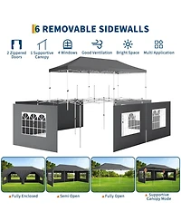 homfan 10'x20' Pop Up Canopy Tent with 5 Removable Sidewalls and Pe Windows, Waterproof, UV50, for Parties Events