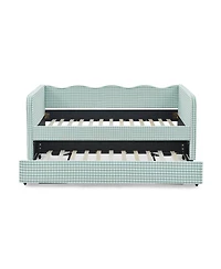 Streamdale Furniture Gingham Upholstered 3-in-1 Twin Daybed with Trundle and Storage