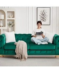Streamdale Furniture Classic Modern 82.5" Velvet Chesterfield Sofa with Tufted Detailing
