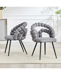 Streamdale Furniture Set of 2 Modern Velvet Bubble Dining Chairs with Metal Legs