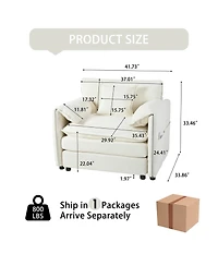 Clihome Oversized 41.73" Sofa Chair, Modern Upholstered Armchair with 1 Toss Pillow, Modular Sectional for Living Room