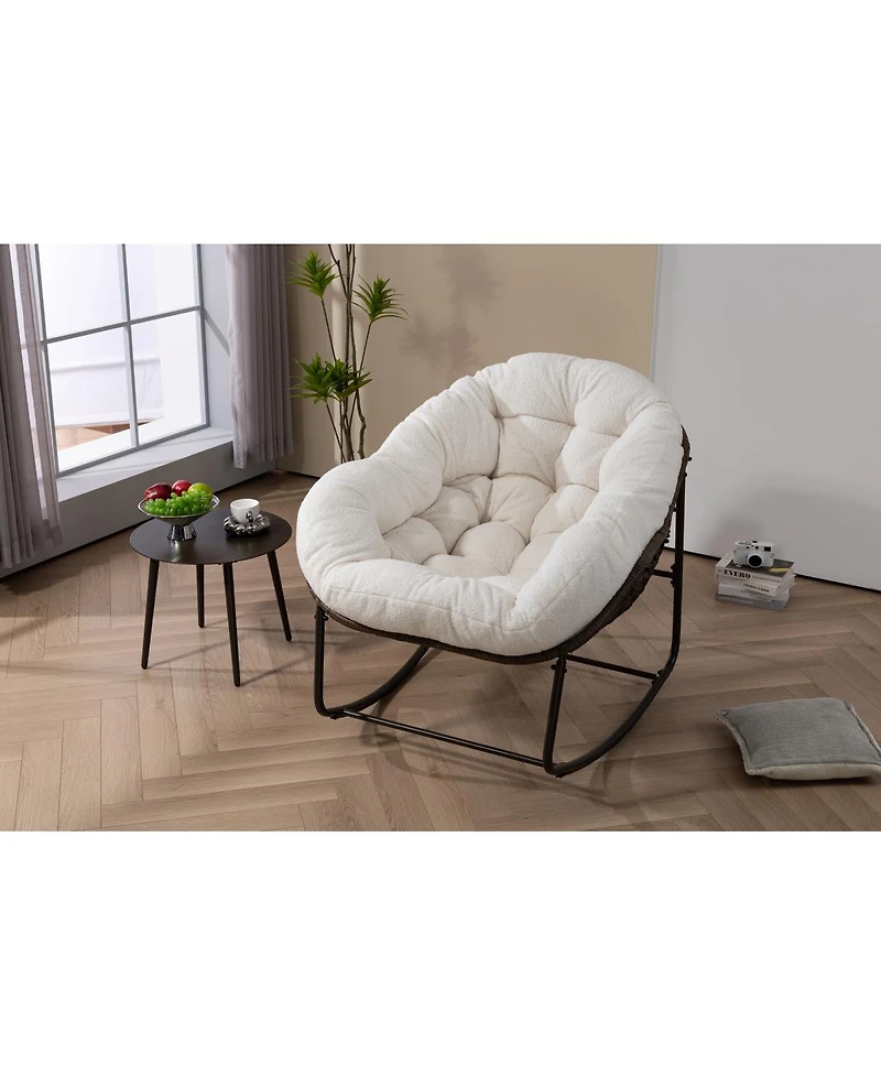 Streamdale Furniture Streamdale Outdoor Rattan Rocking Chair with Padded Cushion for Patio and Garden