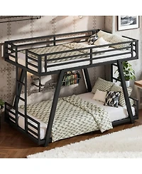 Streamdale Furniture Twin Xl over Twin Xl Metal Bunk Bed with Side Ladders