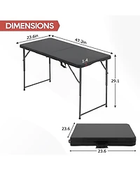 Aofar 4 Feet Folding Table Portable Plastic Carry Handle Camping Outdoor