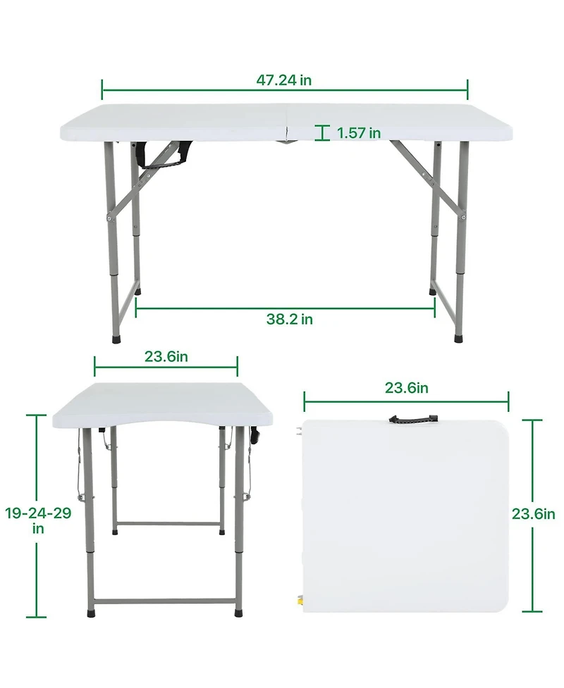 Aofar 4 Feet Folding Table Heavy Duty Plastic Utility Indoor Outdoor Party Dining Lock Function
