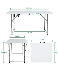 Aofar 4 Feet Folding Table Heavy Duty Plastic Utility Indoor Outdoor Party Dining Lock Function