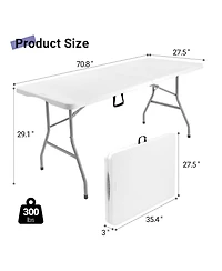 Aofar 6Feet Folding Table Portable Plastic Utility Carrying Handle