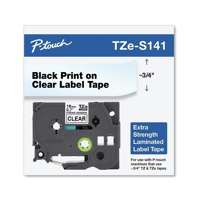 Brother P-Touch TZES141 Extra-Strength Laminated Label Tape, 0.7" x 26.2 ft.