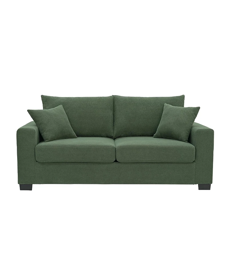Streamdale Furniture 69-inch Two-Seater Textured Fabric Sofa with 2 Throw Pillows
