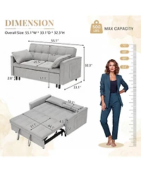 Streamdale Furniture Corduroy Modular Sleeper Sofa with Pull Out Bed