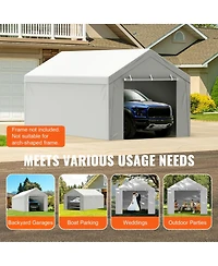 Yiortwo 10 x 20 Feet Carport Replacement Cover with Sidewalls, Waterproof Uv Canopy
