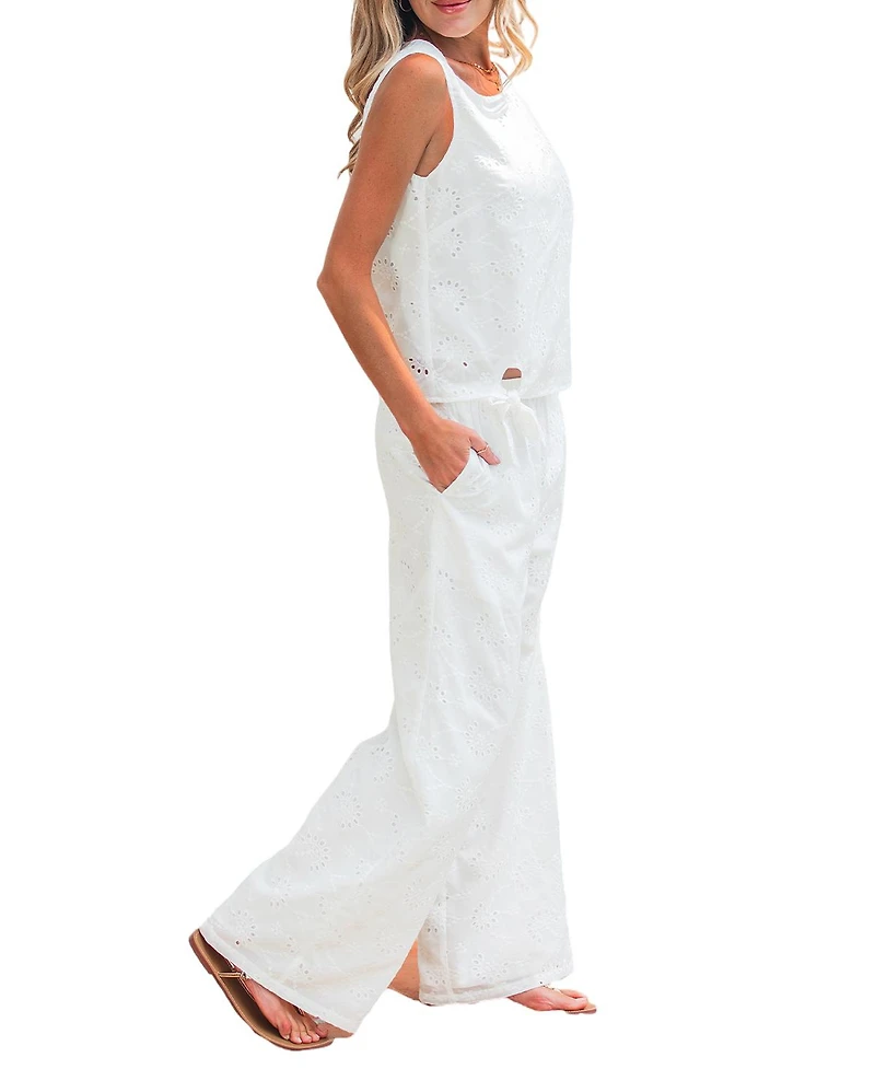 Cupshe Women's Summer Bliss Embroidery Eyelet Resort Co-Ord Set