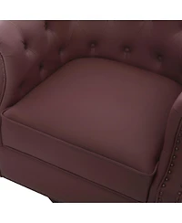 Streamdale Furniture 360 Swivel Pu Leather Accent Chair with Tufted Curved Back
