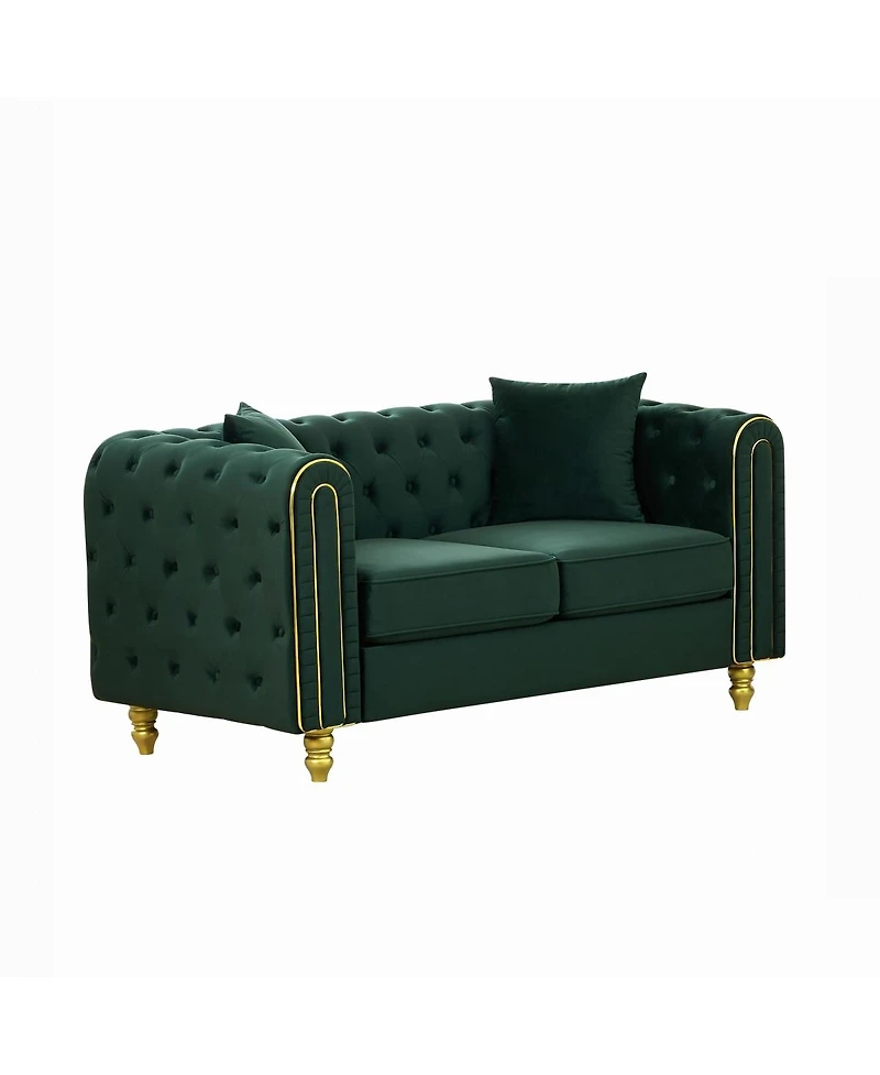 Streamdale Furniture 63" Modern Velvet Loveseat with Button Tufting and Legs