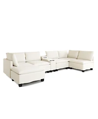 Streamdale Furniture 121.2" Modular U-Shaped Cloud Sectional Sofa with Storage, Usb and Bluetooth