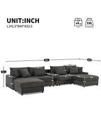 Streamdale Furniture Corduroy U-Shaped Sectional Sofa with Bluetooth Speakers and Storage
