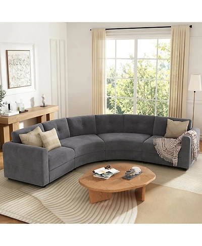 Streamdale Furniture 4-Piece Upholstered Curved Modular Sectional Sofa with Button Tufted Back