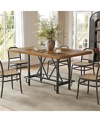 Tribesigns 63-Inch Industrial Bar Table with Metal Footrest, Counter Height Pub Table for Kitchen, Home Bar and Entertaining