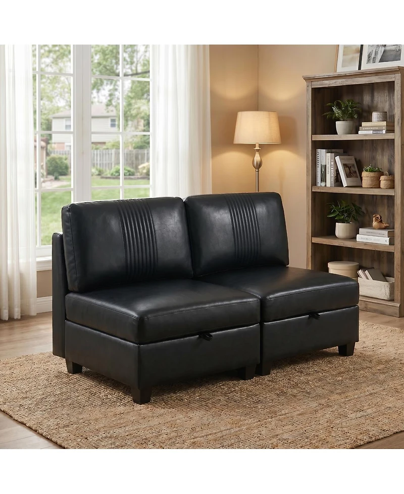 Streamdale Furniture Flexible Modular Pu Sofa with Storage and Sleeper Function - 2 Seater