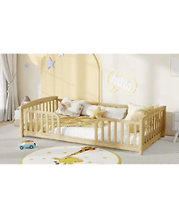 Streamdale Furniture Twin Size Floor Fence Bed with Central Entrance