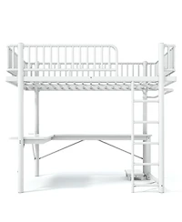 Streamdale Furniture Full Loft Bed with L-Shaped Desk, Led Lights, and Charging Station