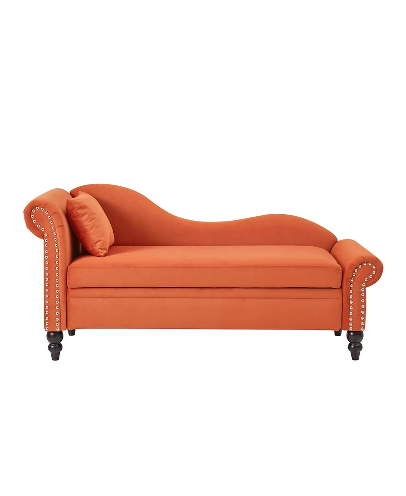 Streamdale Furniture 64.5'' Modern Velvet Storage Chaise Lounge with Lumbar Pillow