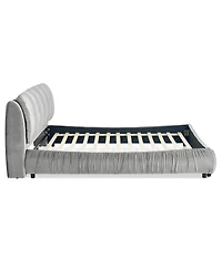 Streamdale Furniture King Size Upholstered Bed Frame, Modern Minimalist Velvet Bed with Plump Headboard
