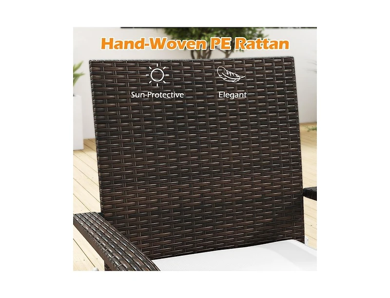 Slickblue Outdoor 3-Piece Wicker Furniture Set with Glass Top Table