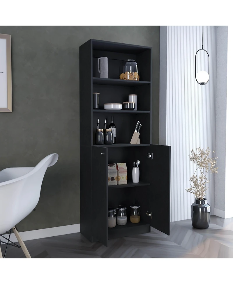 flynama Modern 2 Door Bookcase with Multi Tier Storage Shelves