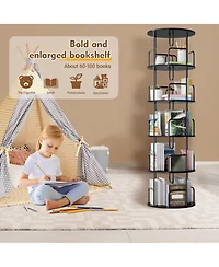 flynama 5-Tier 360 Degree Rotating Bookshelf Tower Stable Metal Frame Vertical Round Home Bedroom Storage Rack