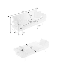Streamdale Furniture 74.01" Minimalist Corduroy Sofa Bed with Pillows