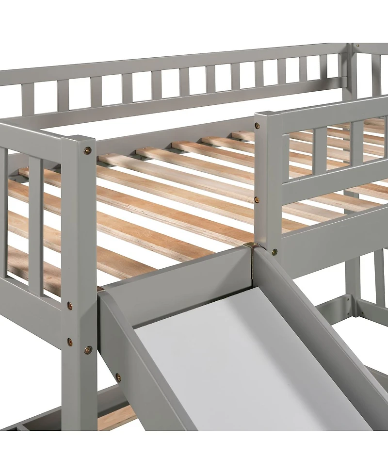 Streamdale Furniture Twin over Twin Bunk Bed with Slide and Two Drawers