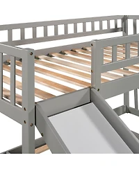 Streamdale Furniture Twin over Twin Bunk Bed with Slide and Two Drawers