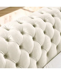 Streamdale Furniture 106" L-Shaped Velvet Chesterfield Sectional Sofa with Gold Accents